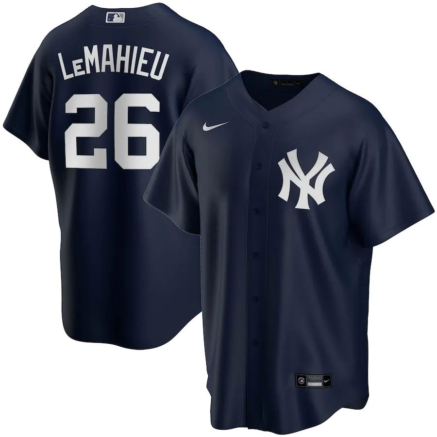 Mens New York Yankees 26 DJ LeMahieu Nike Navy Alternate Replica Player MLB Jerseys